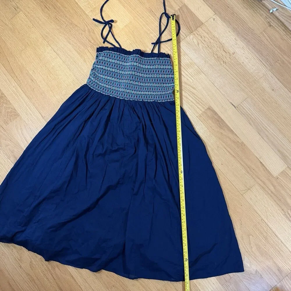 Tory Burch $358 Convertible Smocked Coverup Dress & Skirt Navy Blue M Vacation